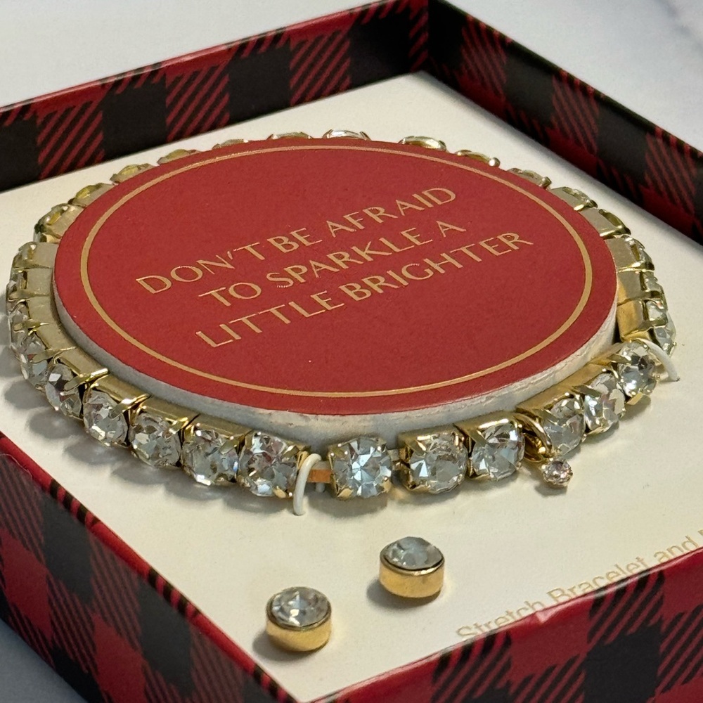“DON’T BE AFRAID TO SPARKLE A LITTLE BRIGHTER” Stretch Bracelet and Earring Set